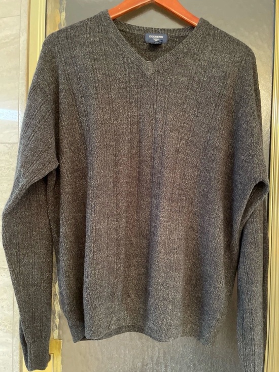 Dockers Other - Dockers Mens V-neck Soft Casual Long Sleeve Dark Gray Ribbed Sweater Size Large